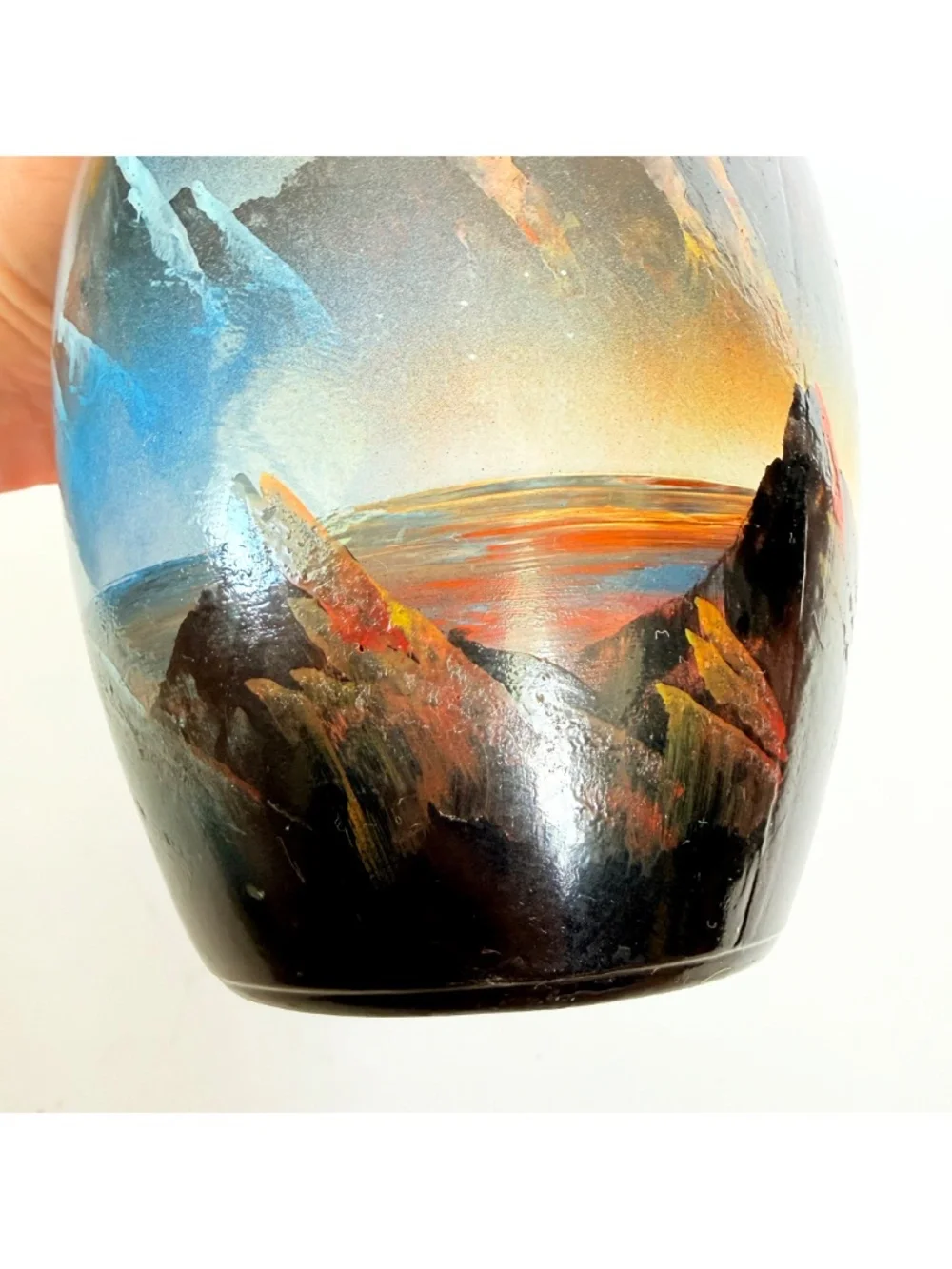 Handpainted Cosmic Galaxy Celestial Space Mountain Landscape Art Vase
